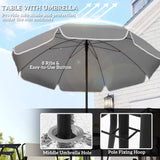 Ensemble de salle à manger de patio 6 pièces avec parasol, mobilier de patio avec chaises pliantes, table en verre pour jardin et cour