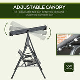 Outdoor 3-Seat Porch Swing with Canopy, Pillows and Steel Frame