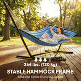 Hammock with Stand Heavy Duty Camping Hammock with Steel Frame for Patio Backyard Blue and White
