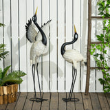 Set of 2 Garden Sculptures Heron Statues Lawn Patio Backyard Ornaments, 35.4