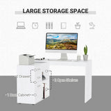 L-Shaped Desk, Computer Corner Desk with Storage Shelf, Drawer