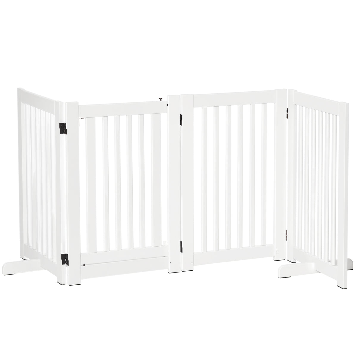 Free Standing Wooden Pet Gate Indoor Dog Barrier Foldable Step Over Doorway Fence Safety Gate with Open Door