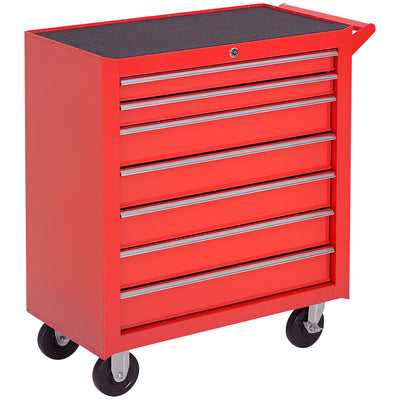 Rolling Tool Chest, 7-Drawer Lockable Tool Cabinet with 4 Wheels, Toolbox Storage Organizer for Garage