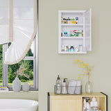 Lockable Medicine Cabinet, 3 Tier Steel Medical Wall Box with 2 Keys and Shelves for Bathroom