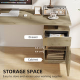 53 Inch Computer Desk, Writing Table with Cabinet, Drawer, Adjustable Shelf for Home Office Study
