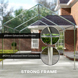 Carport 10'x20' Robuste Galvanisé Dais pour Voiture avec Trousse d'Ancrage Incluse, 3 Câbles d'Acier Renforcés