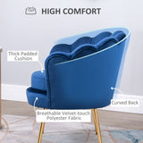 Fauteuil d'appoint moderne, fauteuil de club en tissu velouté avec pieds en métal doré pour chambre à coucher