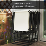 Ensemble de salle à manger de patio 6 pièces avec parasol, mobilier de patio avec chaises pliantes, table en verre pour jardin et cour