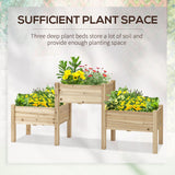 Freestanding Wooden Plant Stand, 3 Tier Raised Garden Bed for Vegetables