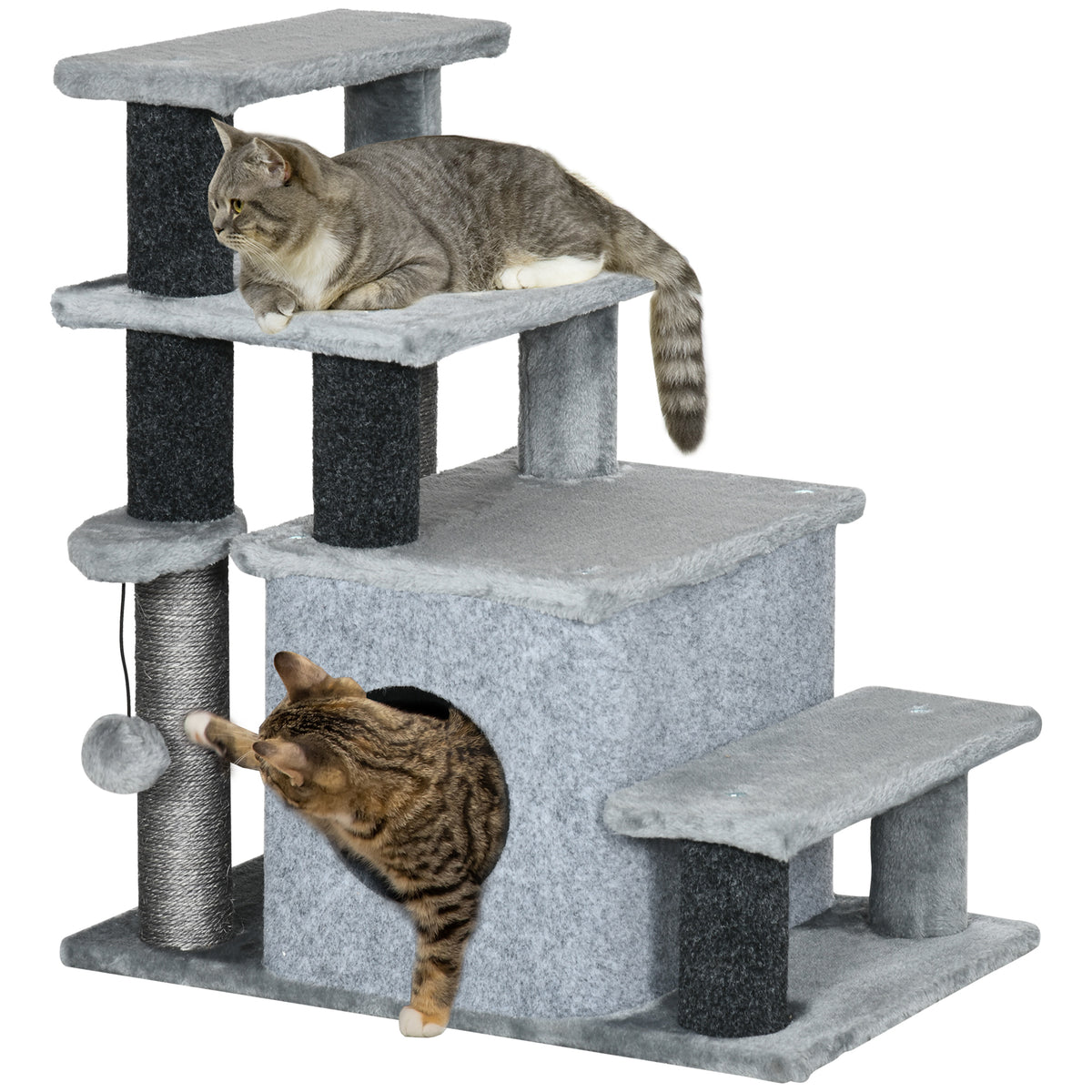 Cat Stairs Pet Steps for Couch Bed with Scratching Posts Condo Ball Toy