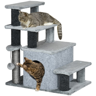 Cat Stairs Pet Steps for Couch Bed with Scratching Posts Condo Ball Toy