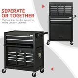 6-Drawer Tool Chest Set with 4 Wheels, Lockable Rolling Tool Box and Storage Cabinet for Garage Factory Workshop