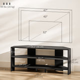 Meuble TV d'angle, table TV moderne avec 2 tablettes ouvertes pour téléviseur 47 pouces