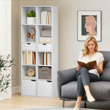 6-Tier Bookcase, Tall Narrow Bookshelf with Drawer and Door
