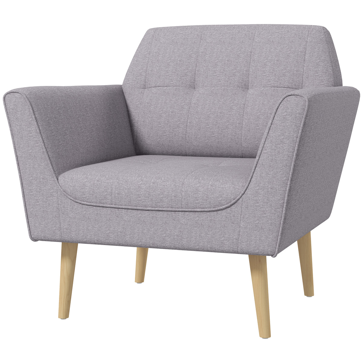 Fauteuil rembourré, chaise d'appoint moderne avec motif capitonné, pieds en bois caoutchouc pour salon