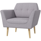 Fauteuil rembourré, chaise d'appoint moderne avec motif capitonné, pieds en bois caoutchouc pour salon