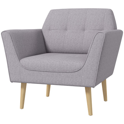 Fauteuil rembourré, chaise d'appoint moderne avec motif capitonné, pieds en bois caoutchouc pour salon