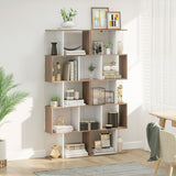 Étagère bibliothèque géométrique à 5 niveaux Étagère de présentation et de rangement Meuble de salon ou de bureau moderne pouvant servir de séparateur de pièce