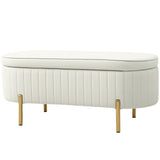 Upholstered Bedroom Bench, Channel Tufted Ottoman Bench with Thick Padding and Metal Legs