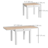 Extendable Patio Dining Table, Aluminum Frame Outdoor Patio Table with Faux Wood Top for Garden Backyard