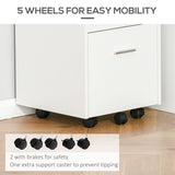 Small Filing Cabinet with 2 Drawers, Lockable Home Office Storage Cabinets on Wheels for A4, Letter Size