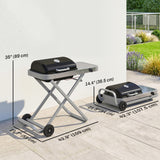 Portable Propane Gas BBQ Grill with Foldable Cart, Wheels, 9500 BTU Gas Barbecue Grill with Piezo Ignition Burner