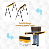 2PCS Saw Horse Twin Pack Folding Workbench Metal Trestle Stands with Non-slip EVA Surface Orange