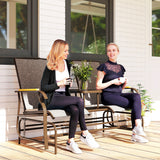 Outdoor 2-Person Glider Bench, Outside Swing Glider Chair Loveseat with Breathable Mesh, Steel Frame