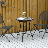 Table de patio mosaïque, table à café ronde avec cadre métallique