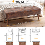 Banc de chambre à coucher, banc de bout de lit capitonné, banc d'entrée rembourré en similicuir avec pieds en bois