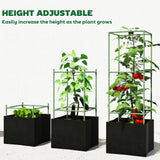 3 Packs Tomato Cages with 13.5 Gallon Grow Bags, Adjustable Square Plant Support Trellis