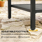 Outdoor Coffee Table 2-Tier Patio Coffee Table with Storage Shelf, Adjustable Feet for Garden Balcony Poolside