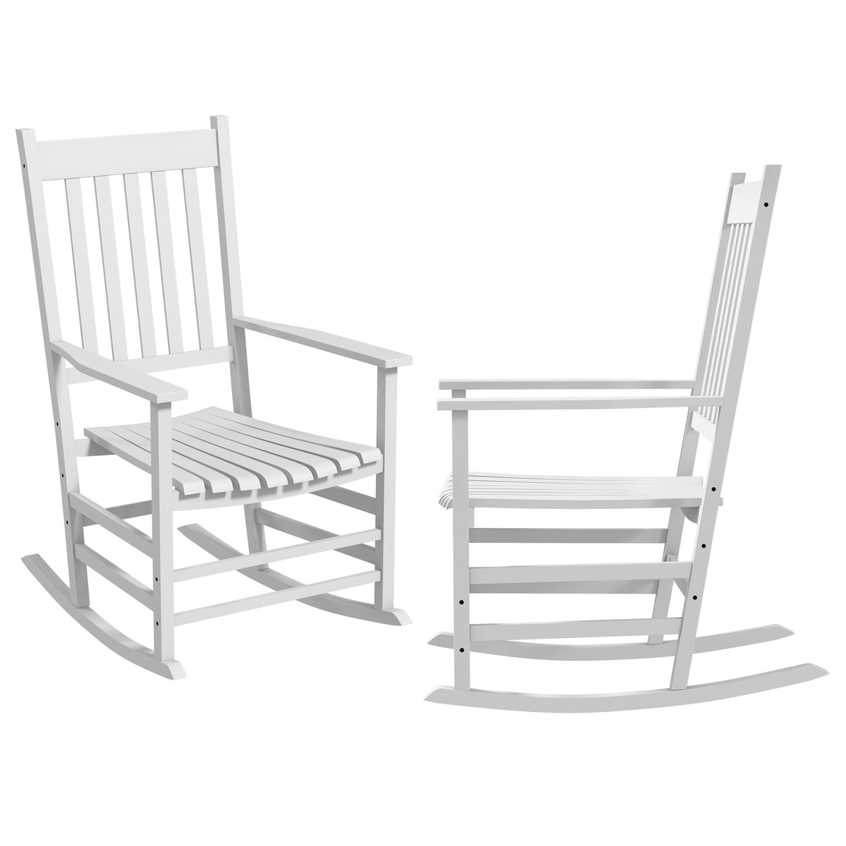 Wooden Patio Rocking Chairs Set of 2, High Back for Garden
