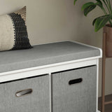Banc de rangement pour chaussures avec siège, 3 tiroirs en tissu pour corridor