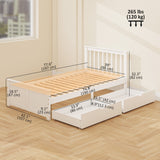 Pine Twin Bed Frame, Wood Storage Bed Frame with Drawers