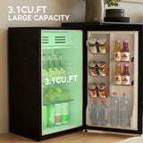 Retro Mini Fridge, 3.1 Cu. Ft Single Door Compact Refrigerator with Adjustable Thermostat, 2 Glass Shelves