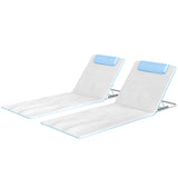 2 Pieces Beach Lounge Chair, Outdoor Folding Chaise Lounge Set w/ Pillow for Sunbath