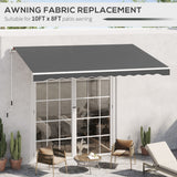 10' x 8' Retractable Awning Fabric Replacement Outdoor Sunshade Canopy Awning Cover