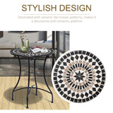 Table de patio mosaïque, table à café ronde avec cadre métallique