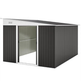 11' x 9' Steel Garden Storage Shed, Outdoor Metal Tool House with Double Sliding Doors