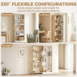Corner Bookshelf, 5-Tier L-Shaped Bookcase with 350° Rotating Design