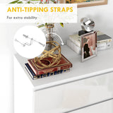 Commode 4 tiroirs, Commode de chambre haute brillance, avec glissières en métal et poignées à rainure