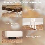 Table de cuisine fermette pour 8, Table à manger rectangulaire avec plateau épais et pieds en acier