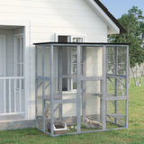 Large Outdoor Catio Enclosure, Wooden Cat Patio Cage with 6 Balanced Platforms, 71