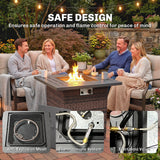 Propane Fire Pit Table, 28 Inch 40, 000 BTU Square Rattan Fire Table with Lava Rock