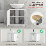 Pedestal Under Sink Cabinet, Bathroom Vanity Cabinet Storage with Double Doors and Adjustable Shelf