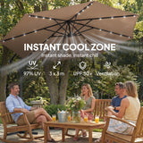 9.7 ft Cantilever Patio Umbrella with Solar Light, Garden Hanging Parasol with Cover, Tilt