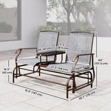 Chaise à bascule coulissante pour patio 2 personnes, causeuse à bascule extérieure, banc de mobilier de jardin