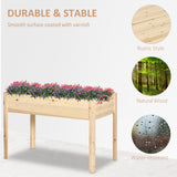 46'' x 24'' Raised Garden Bed, Wooden Elevated Planter Box with Non-Woven Liner for Vegetable