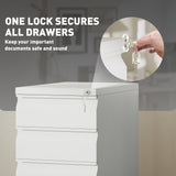 3 Drawer Filing Cabinet with Lock, Steel Office Storage Cabinet with Hanging Bar for A4, Legal, Letter Files